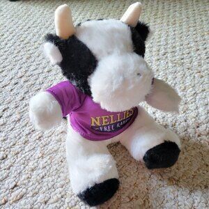 NEW Nellie's Soft Fuzzy Black And White Cow Stuffed Animal Plushie Toy